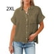 thumbnail image 5 of Blusa de manga corta Sonducket para mujer con botones y cuello en V para niñas Verde XXL, 5 of 5