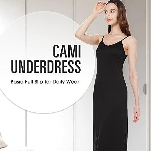 MANCYFIT Full Slips for Women Under Dress Adjustable Spaghetti Strap Cami V Neck Nightgowns 