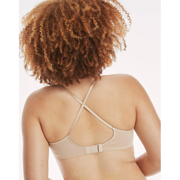 Hanes SmoothTec Women's Wireless Bra, ComfortFlex Fit Nude Embellished M 