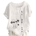 thumbnail image 2 of Vmvidoty Womens Tops Casual Summer Boho T Shirts Loose Fit Short Sleeve Floral Blouses White XL, 2 of 5