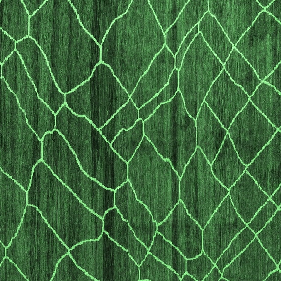 Ahgly Company Indoor Square Oriental Emerald Green Modern Area Rugs, 6' Square
