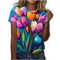 thumbnail image 2 of Fengqque 2025 Women's Sexy Summer Printed Round Neck Regular Fit Top, 2 of 5