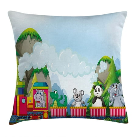Kids Throw Pillow Cushion Cover Various Animals Riding On Train In Simple 16 X 22 Pillow Cover Kids Throw Pillow Cushion Cover Various Animals Riding On Train In Simple 16 X 22 Pillow Cover
