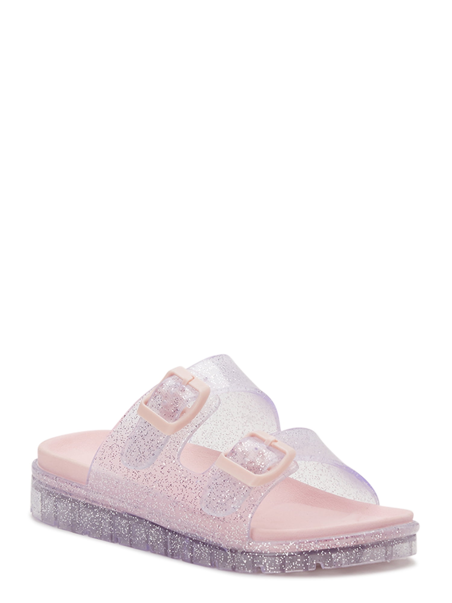 Wonder Nation Little and Big Girls Jelly Two Buckle Sandals, Sizes 13-5