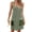 Army green, variant on Sleeveless Striped Print Women Spaghetti Strap V-neck Mini Dress with Built in Shorts