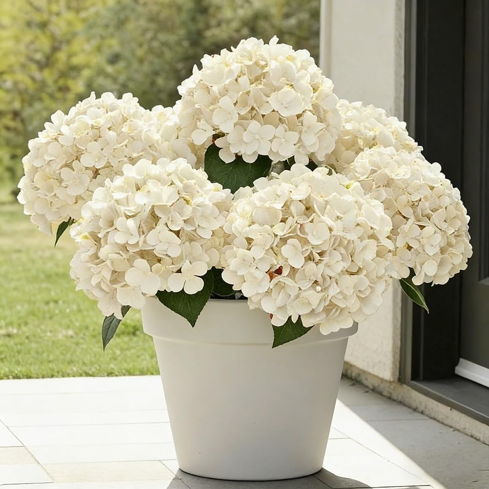 6 Bundles Hydrangea Artificial Flowers for Outdoors and Indoor, Bulk 30 Heads, UV Resistant Faux Hydrangea Flowers for Garden, Porch, Yard, Window Box & Outdoor Wedding Decoration