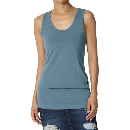 - TheMogan Women's Racerback Stretch Cotton Tank Top Basic Scoop Neck Sleeveless Tee