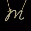 Real Moissanite 1Ct Round Initial Letter M Pendant 14K Yellow Gold Plated Silver
