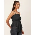 thumbnail image 3 of Moomaya Solid Peplum Tops For Women, Casual Smocked Strap Tube Tunic, 3 of 8