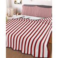 thumbnail image 3 of Quilts King Size, Thin Red Striped Soft Comforter Bedding Set for Bed, Farmhouse Modern Red Stripes Lightweight Quilted Bedspread with Pillow Cover(2 Pieces) for All Season, 96x106 Inch, 3 of 9