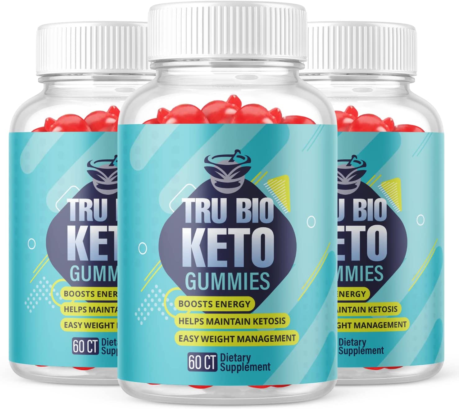  3 Pack Tru Bio Keto ACV Gummies Supplement For Weight Loss Energy 