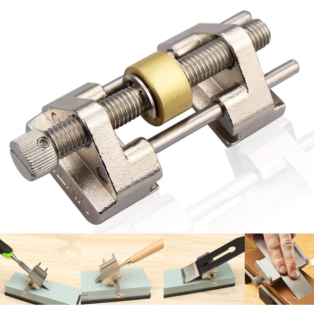 Guía de afilado Desiderio Comsmart, acero inoxidable, sujeción lateral, ángulo fijo, con rodillo de latón para cinceles de madera, cuchillas para cepilladoras, cinceles planos, ancho entre 0,8 y 8,2