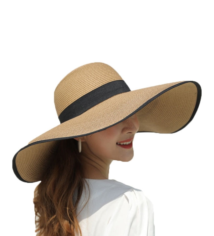 Womens Wide Brim Floppy Sun Hats 6 Inch 