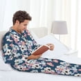 thumbnail image 6 of Honeii Flowers Pattern Mens Pajamas Set,2pcs Men's Lounge Long Sleeve Sleep Shirt and Pajama Bottoms Sleepwear Set,Mens Pjs Sets-Small, 6 of 7