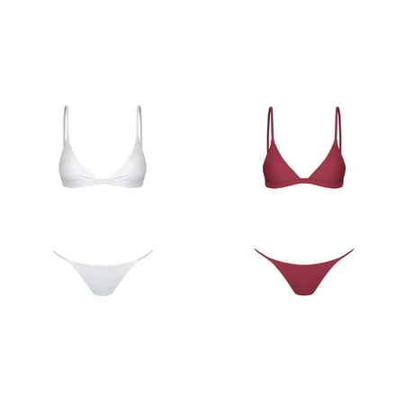 (2-Pack) 2025 New Brazilian Bikini Set Bandage Womens Swimsuit Size 16 Beachwear Women Swimwear Push Womens Swim Top with Shorts Up Bandeau Swimsuit Swimwears Swimming Suits for Boys 13 Years