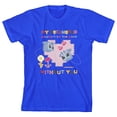 thumbnail image 5 of Minecraft Block Heart My Overworld Wouldn't Be The Same Without You Youth Royal Blue Short Sleeve Crew Neck Tee-Medium, 5 of 7