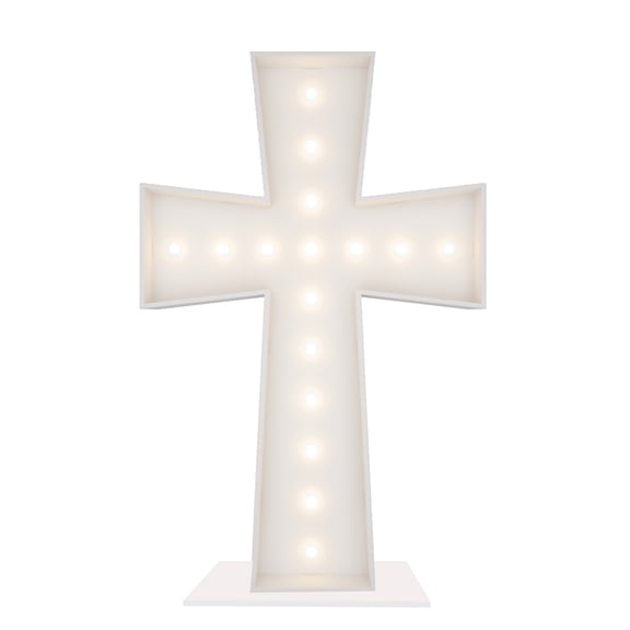 3FT Lighted Cross Marquee – Large Indoor Outdoor Light Up Cross Christmas & Baptism Decorations, LED Décor for Parties, Religious Events & Celebrations
