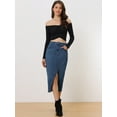 thumbnail image 3 of Falda Vaquera para Mujer Falda Informal de Talle Alto con Abertura Frontal Azul XS, 3 of 6