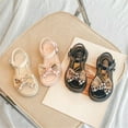 thumbnail image 4 of GiLiling Girls Open-Toe Sandals, Plaid Rhinestone Bow Adjustable Buckle Ankle Strap, PU Upper Chunky Non-Slip Sole Princess Dress Sandals (Pink, 9.5-10 Years), 4 of 9