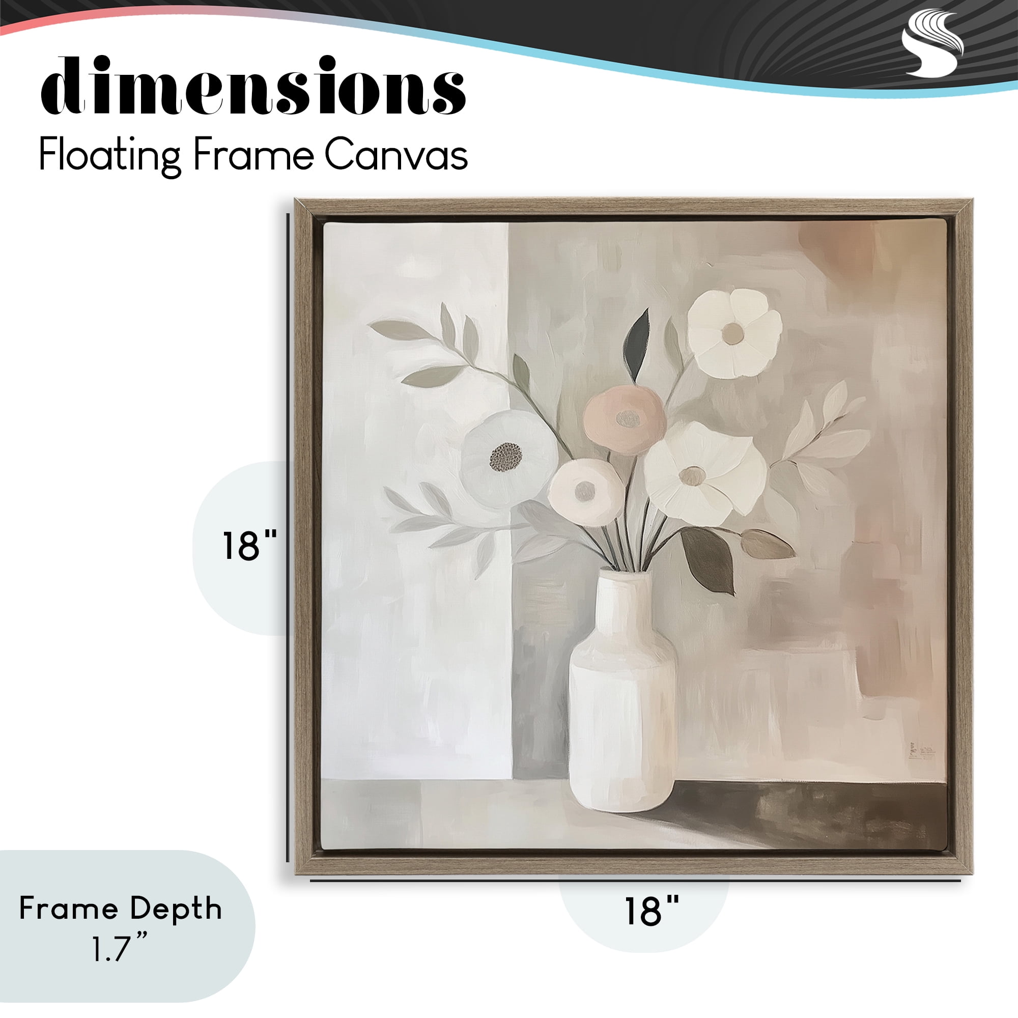 Stupell Industries Minimalist Muted Flower Vase Brown Framed Floater Canvas Wall Art, design by Heidi Kuntz