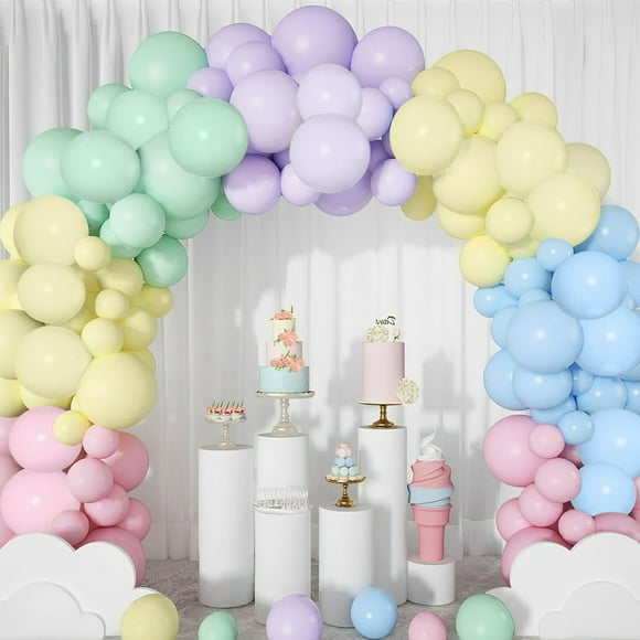 178Pcs Pastel Ballon Guirlande Arc Kit Réutilisable Macaron Ballons de Couleur Assortis Latex Décoration Multicolore Ballon Long Différentes Tailles de Fond Combinaison Ballon Fête Fournitures