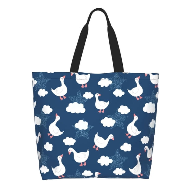 Disketp Cute Goose On Blue Sky Bolsa Tote Estampada para Mujer, Bolso de Hombro y de Mano para Compras y Viajes