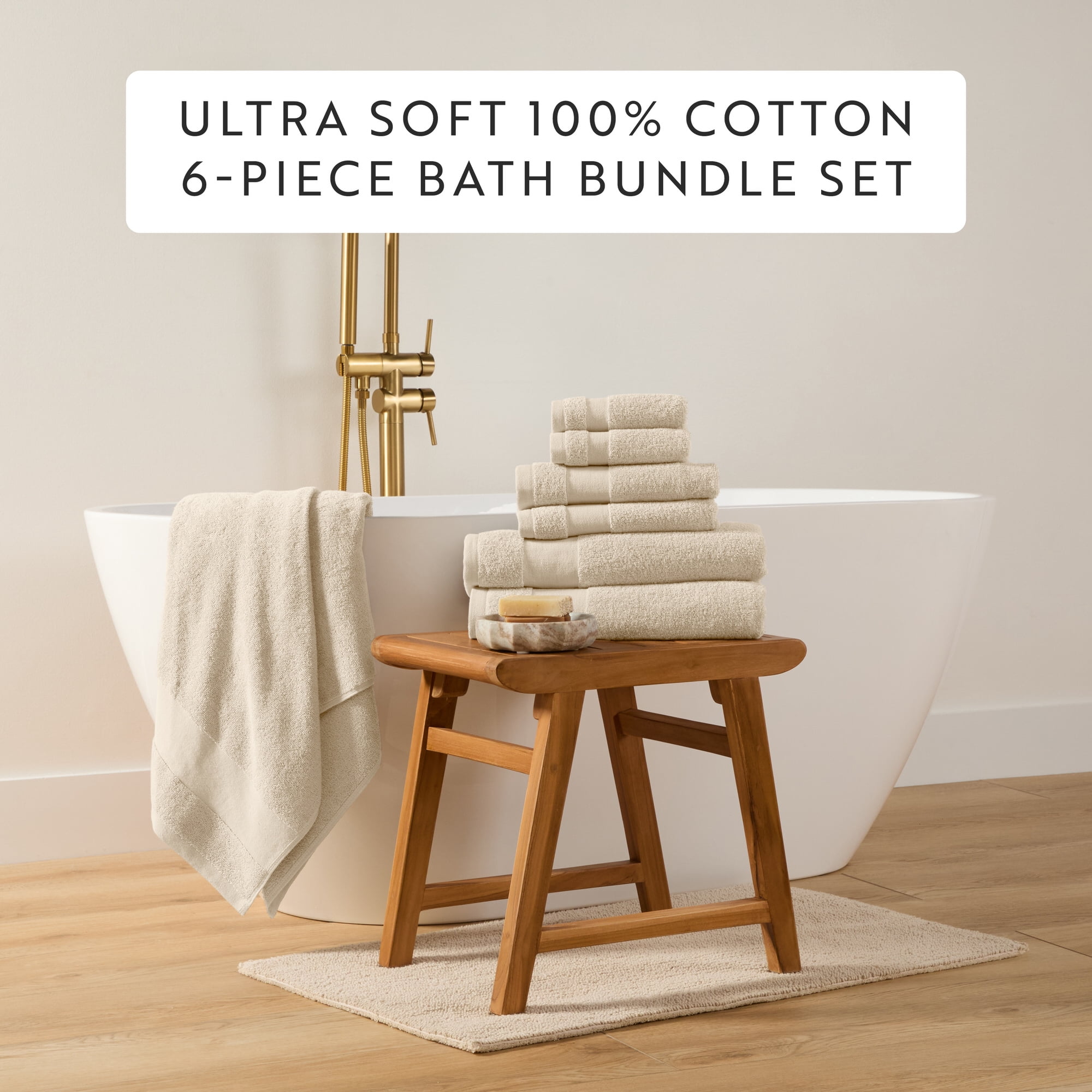 Noble Linens 6 Piece Essential Cotton Bath Towel Set