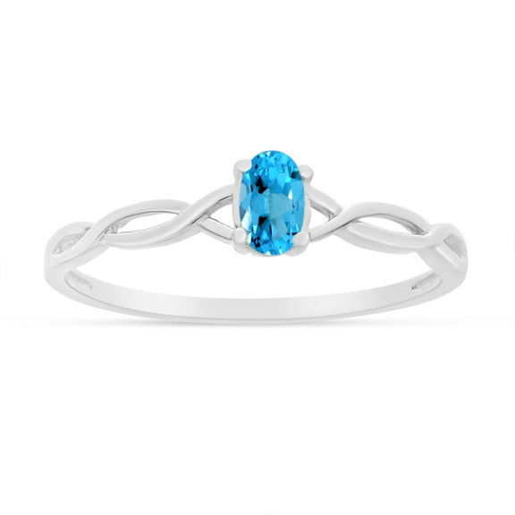 10k White Gold Oval Blue Topaz Ring