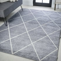 JONATHAN Y SUPERSOFT 4 x 6 Area Rug, Cole Minimalist Diamond Trellis - Light Gray/White, SEU102G-4