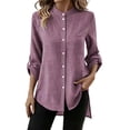 thumbnail image 2 of YanHoo Womens Button Down Shirts Trendy Roll Up Long Sleeve Shirt Loose Dressy Casual Tops Going Out Work Blouses, 2 of 8