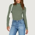 thumbnail image 4 of Women's Ribbed Turtleneck Sweater Slim Fit Long Sleeve, Fall Fashion Basic Casual Pullover Top Light Green M, 4 of 7