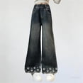 thumbnail image 2 of Guluxicc Girls Jeans Wide Leg Baggy Loose Denim Pants Y2K Elastic Waist Kids Denim Streetwear for 7-14 Years, 2 of 7