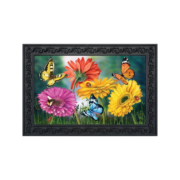 Briarwood Lane Spring Doormat 30x18 Indoor Outdoor Butterflies and Daisies For Spring Doormat