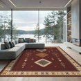 thumbnail image 2 of ODIKA 6'x9' Washable Area Rug Rich Burgundy Geometric Diamonds Intricate Floral Accents and Borders for Dining Room, Under Table, Office Décor, Non-Slip Chair-Friendly, 2 of 7