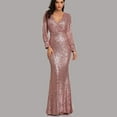thumbnail image 6 of Ashirexll Womens Prom dress, Soild Fashion V-Neck Sequins Dress Long Sleeve Party Long Dresses, Formal Dresses for Women Evening Party Pink S, 6 of 8