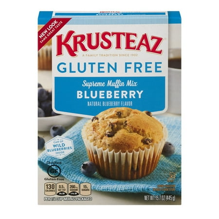 - (2 Pack) Krusteaz Gluten Free Blueberry Muffin Mix, 15.7oz Box