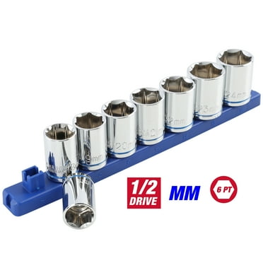 Hyper Tough 9 Piece 1/2 inch Drive Metric Socket Set, Chrome Vanadium Steel