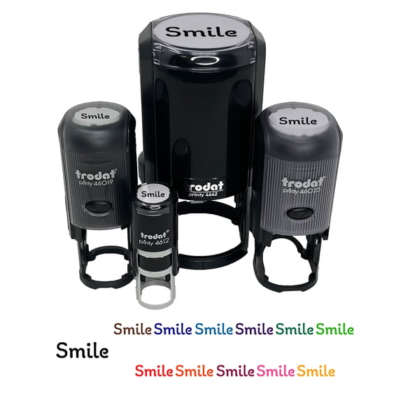 Smile Fun Text Self-Inking Rubber Stamp Ink Stamper - Black Ink - Mini 1/2 Inch