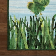 Eric Carle The Very Hungry Caterpillar Elementary Sun Scene Kids Machine Washable Area Rug, Blue/Green, 35x51
