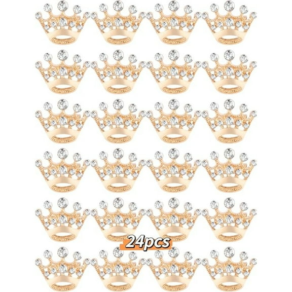 24-Piece Luxe Mini Crown Pin, Dazzling Crystal Rhinestone Gold and Silver Brooch for Blazer Dress Coat, Year-Round Formal Casual Wear