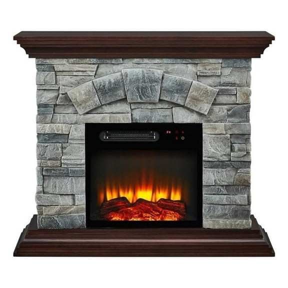 Pemberly Row 40" Magnesium Oxide Freestanding Electric Fireplace in Gray