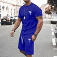 thumbnail image 2 of kamemir Mens Outfits 2 Piece Men's Matching Set Summer Tropical Beach Shirt 2 Piece Outfits Button Down Shirts and Shorts(Dark Blue,XL), 2 of 4