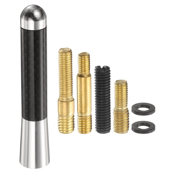 Uxcell Car Short Antenna Carbon Fiber Aluminum Universal Replacement Auto Radio Antenna (3.1", Silver) - Conductive & Waterproof, for Cars RVs SUV Trucks