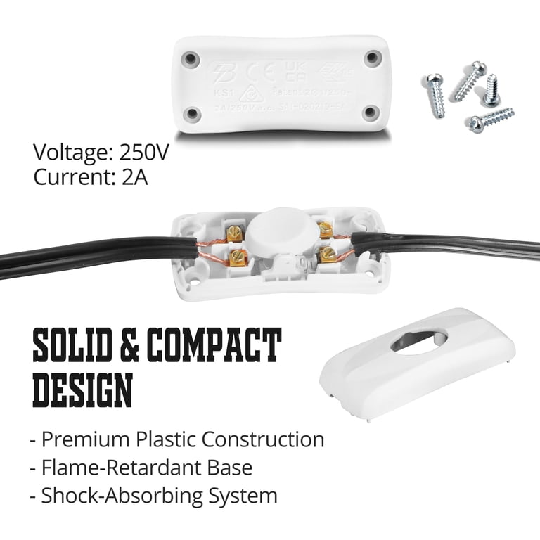 Inline Switch Betus Inline Cord Switch AC12V/110V/220V AX 2A - On/Off ...