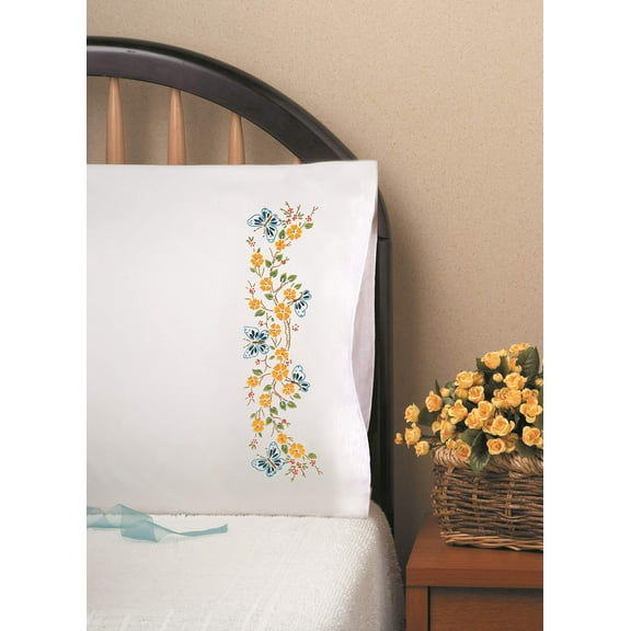 Stamped Pillowcase Pair For Embroidery, 20" x 30"