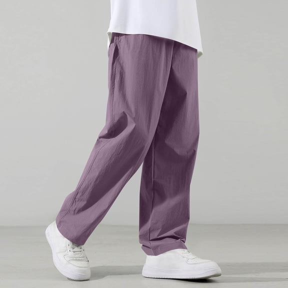 Kids Lightweight Loose Straight Pants, Boys Drawstring Waist Breathable Casual School Trousers for Outdoor Sports Purple Girls Slim Bottom Pants 5-6Y