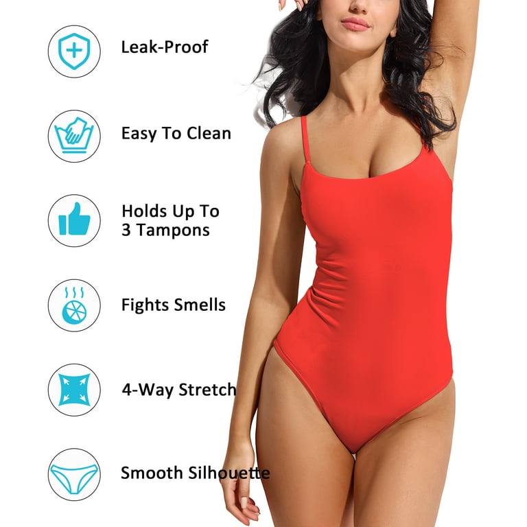 Beautikini Period Swimwear One Piece Leakproof Swimsuit Menstrual Tummy  Control Bathing Suit for Teens Girls and Women