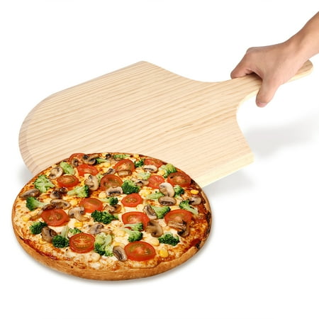 Gold Natural Wood Cheese Board - 14 Inch Natural Solid Wood Pizza Tray Handle Peel Paddle and Cutting Board for Pizza Fruit, Vegetables Cheese