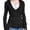 Black, variant on Women's Deep V Neck Hoodies Slim Fit Drawstring Casual Solid Loose Long Sleeve Pullover Tops Sweatshirt