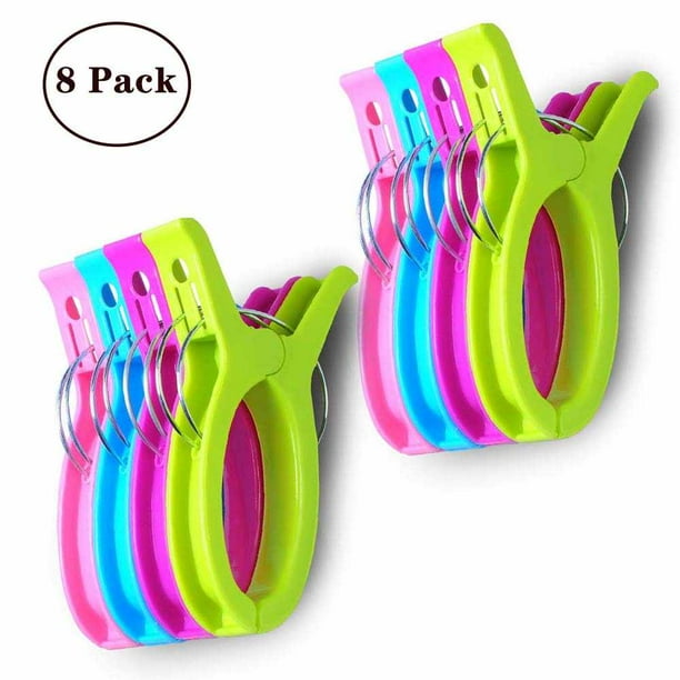 8 Pack Jumbo Size Beach Towel Clips For Beach Chairs Or Lounge Chair